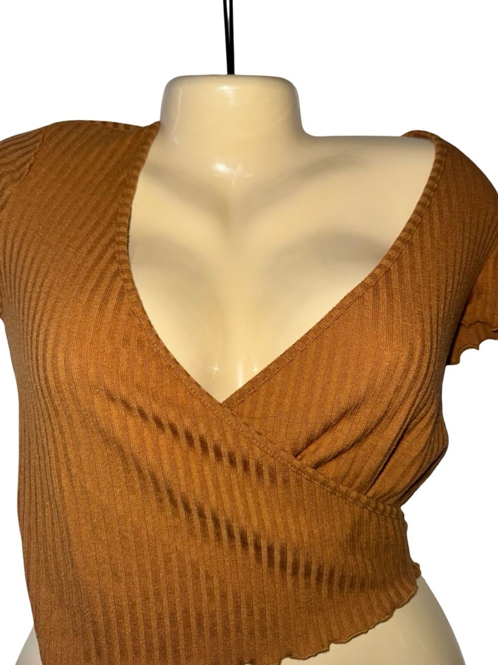 Forever 21 Rust Wrap Ribbed Crop Top - Picture 2 of 3